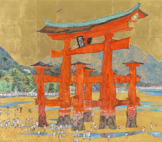 70年文化大革命◇高風作『農村風景』金山農民画 第4回江南之春美術展