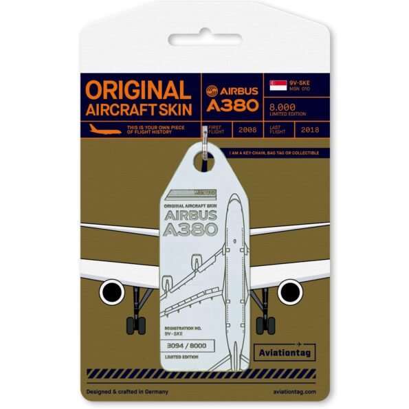Aviationtag A380 White Aircraft Skin Tag - Singapore Airlines 9V-SKE
