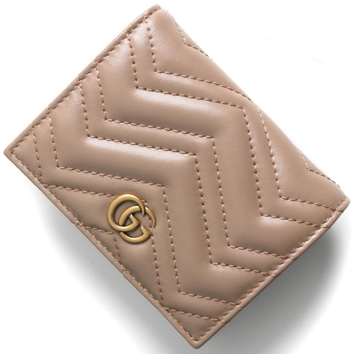 GUCCI 二つ折り財布 ベージュ レザー