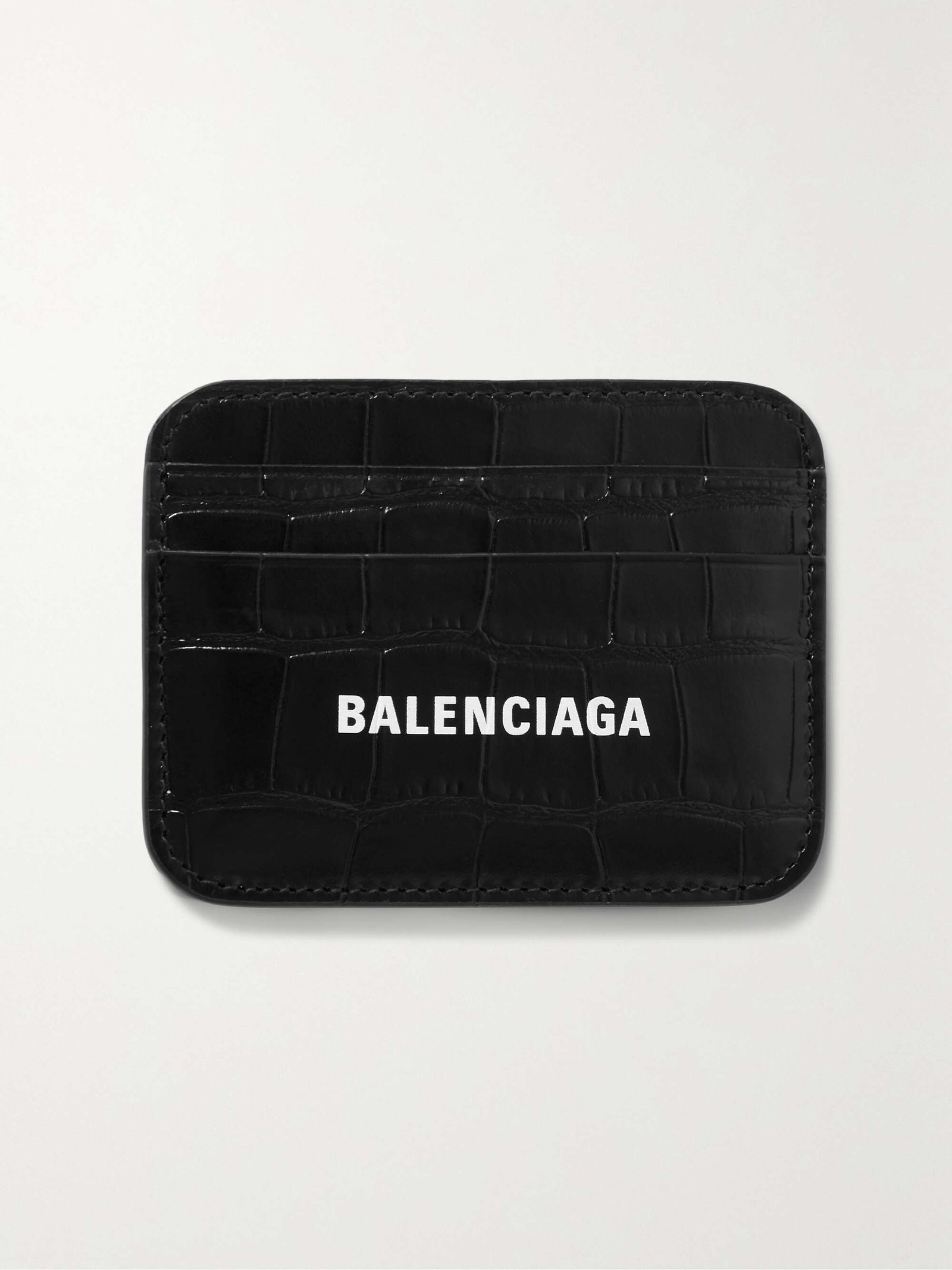 BALENCIAGA Cash printed croc-effect leather cardholder | NET-A-PORTER
