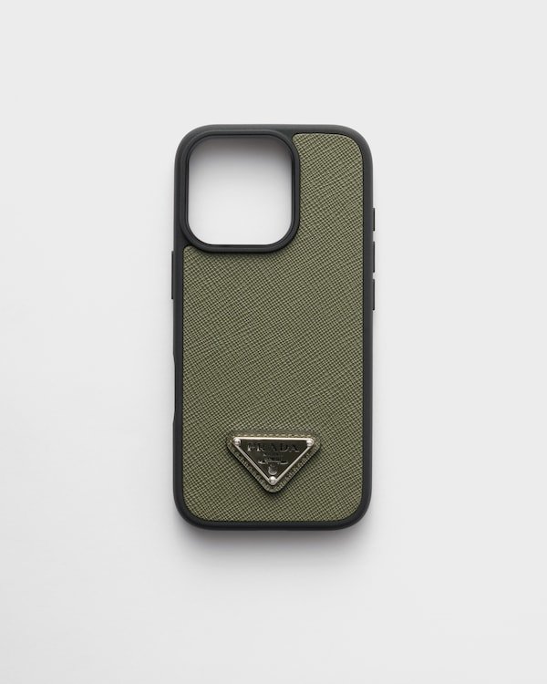 Loden Green Saffiano Leather Case For Iphone 16 Pro Max | PRADA