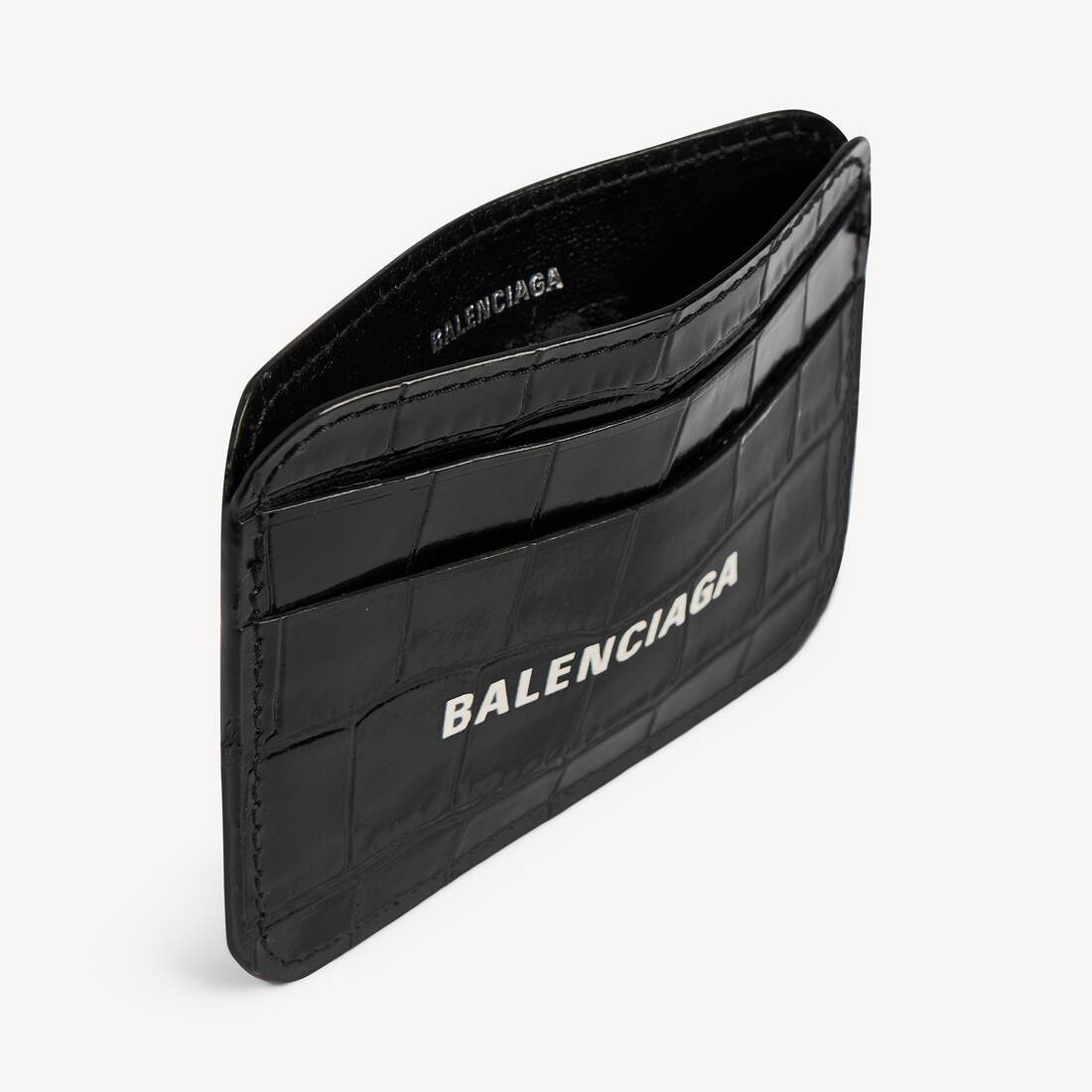 Cash Card Holder Crocodile Embossed in Black/white | Balenciaga US