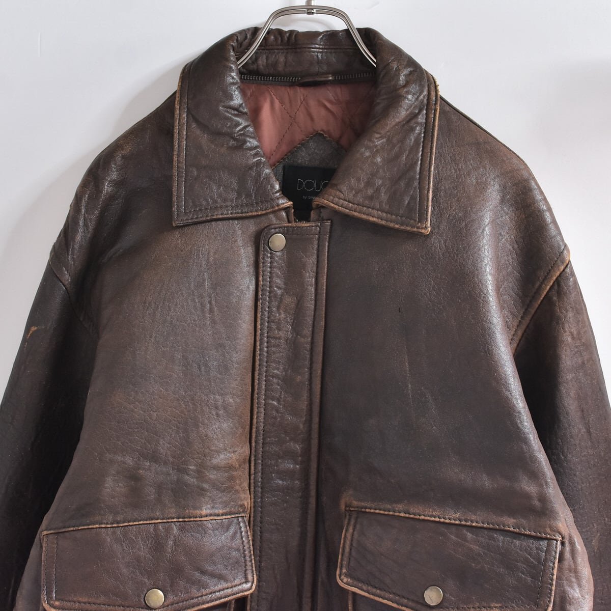 雰囲気系 80～90s DOUGLE HOMMEレザー ブルゾン ジャンパー