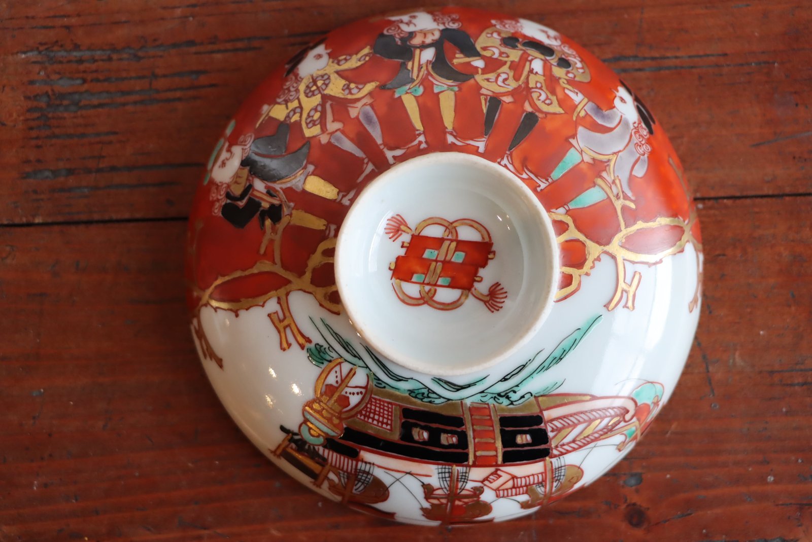 伊万里焼 古伊万里 色絵 南蛮船文 大皿 飾皿 直径約61cm D R5361B
