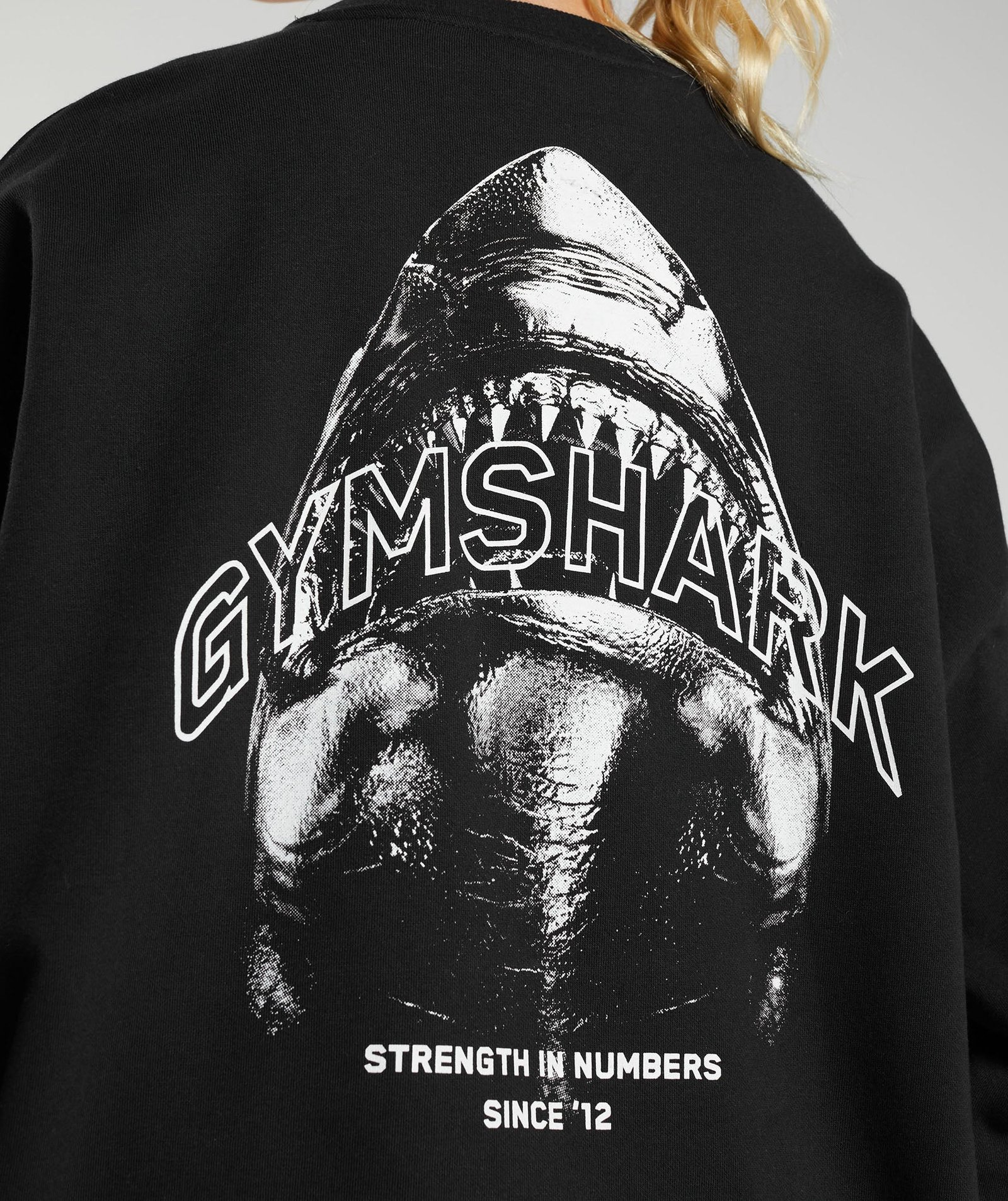 Gymshark Shark Attack Oversized Sweatshirt - Black | Gymshark