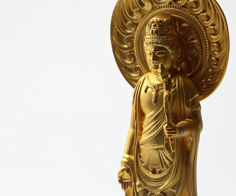 仏像】 聖観音菩薩 15.0cm （純金メッキ） | 仏具,仏像(金属製