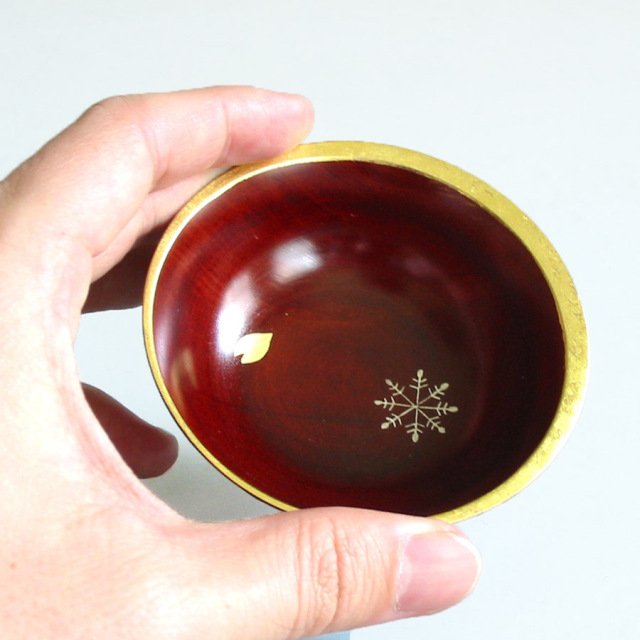 ぐい呑み 茜 雪月花 木製 漆塗り 盃 おちょこ 酒器 漆器の井助