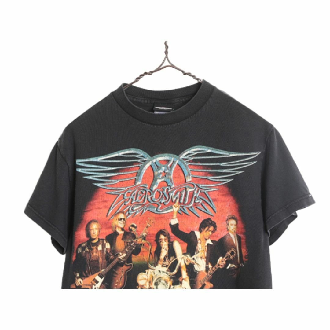 00s ☆ エアロスミス プリント Tシャツ メンズ S 黒 古着 00年代