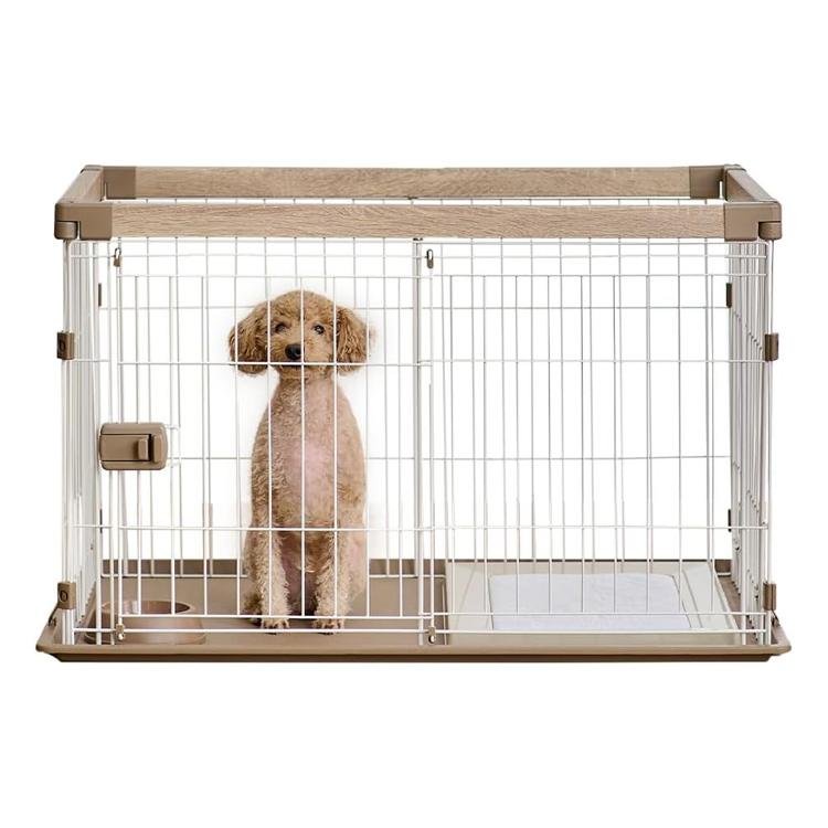 ペットサークル 犬 ゲージ ケージ 屋根付き ピンクベージュ｜大特価