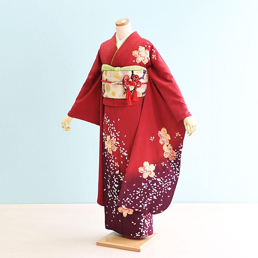 結婚式振袖レンタル（FS0035）赤/花柄・桜 - 東京レンタルいしょう