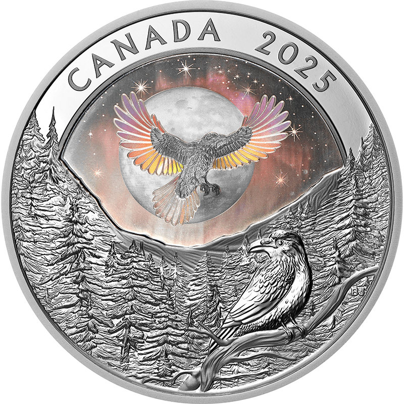 カナダ 2025年 ムーンスカイ ワタリガラス 20ドル銀貨ホログラム付