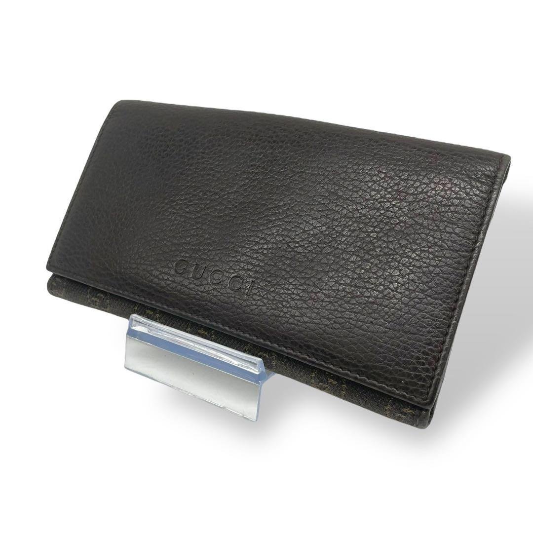 GUCCIグッチ長財布GGキャンバス レザーマイクロシマブラック黒