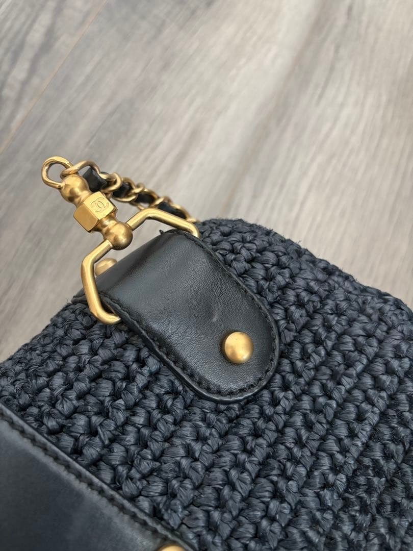レア⭐︎CHANEL ラフィア素材GOLDチェーンバッグ