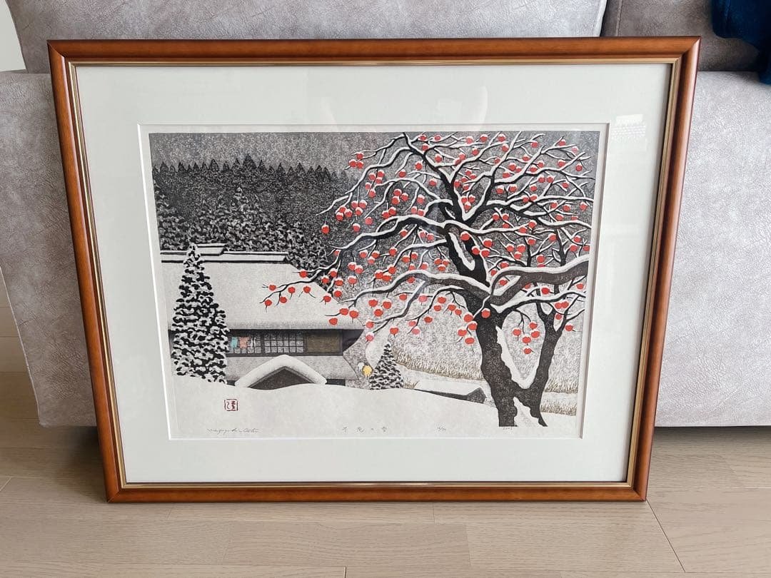【木版画/送料込】大津一幸　不意の雪 木版画/送料込】大津一幸 不意の雪 木版画/送料込】大津一幸 不意の雪