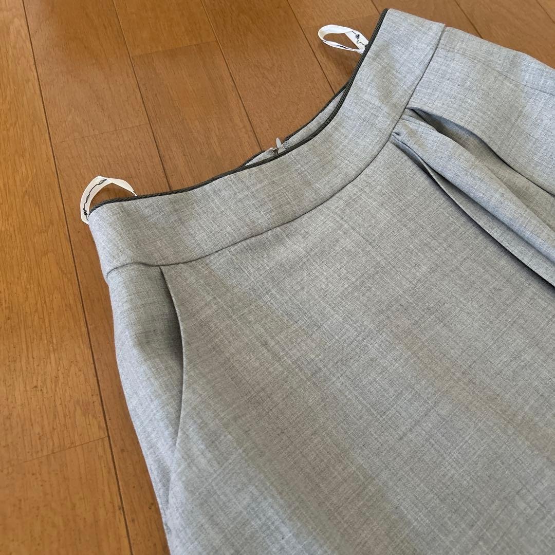 エフデ　ef-de グレー プリーツスカート　11号 スカート　巻きスカート
