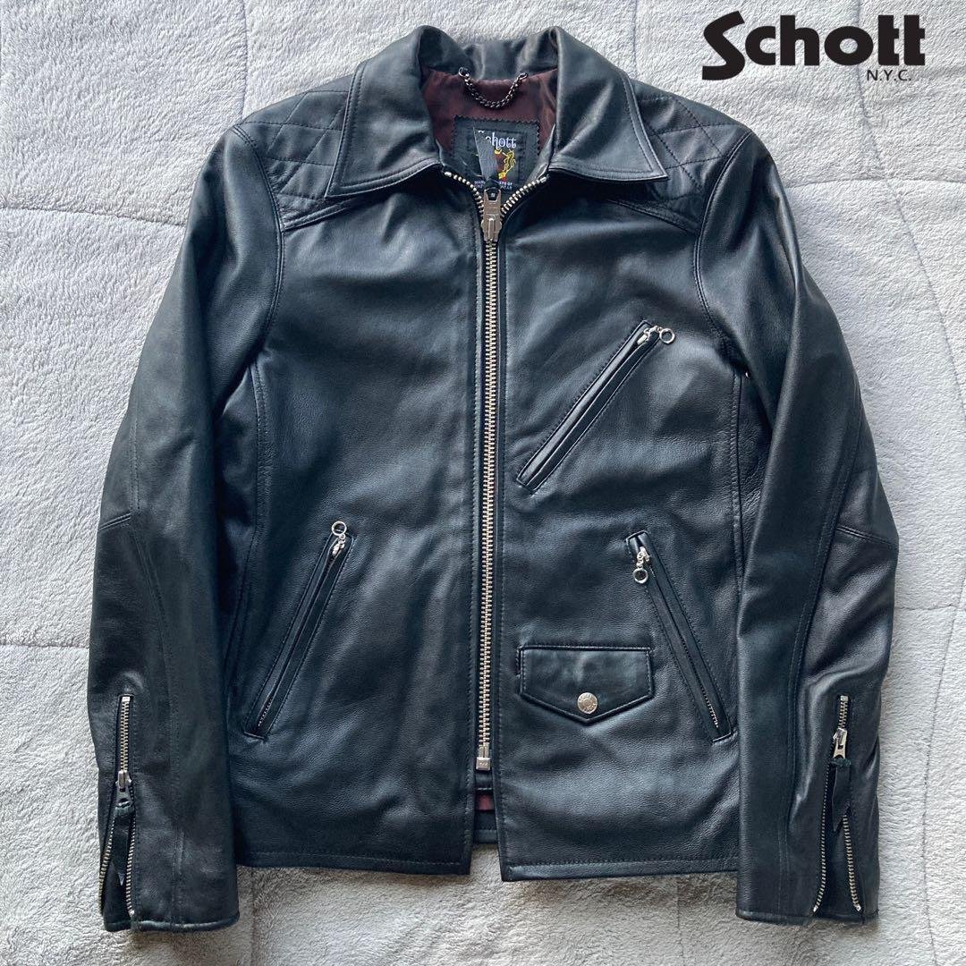 希少・極美品　ショット　羊革　パデッドトラッカージャケット シングルライダース 希少・極美品 ショット 羊革 パデッドトラッカージャケット シングル