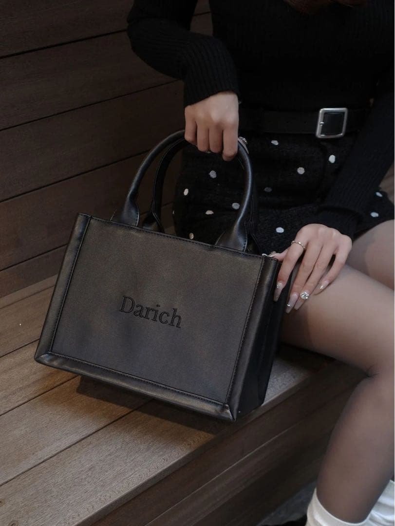 Darich ロゴショルダーレザーミニトートバッグ ブラック