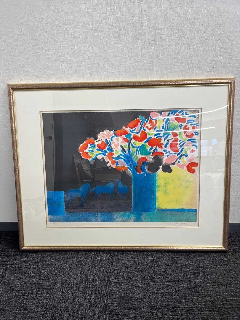 リトグラフ　ポールギヤマン　木立の馬　直筆サイン　117/220 リトグラフ ポールギヤマン 木立の馬 直筆サイン 117/220 - メルカリ