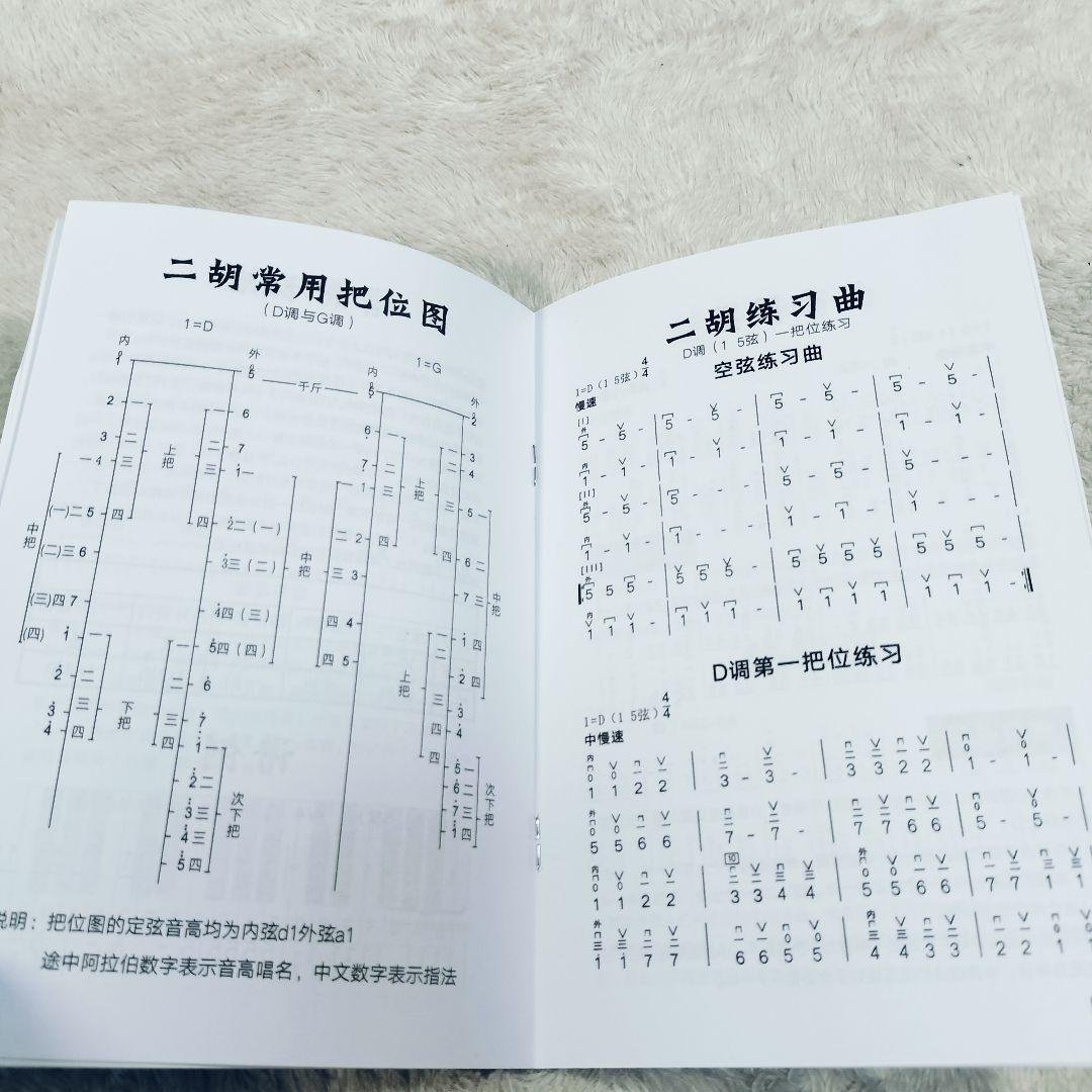 【良品】二胡　黒檀精品　蛇革　ケース付き　弓付き　説明書あり