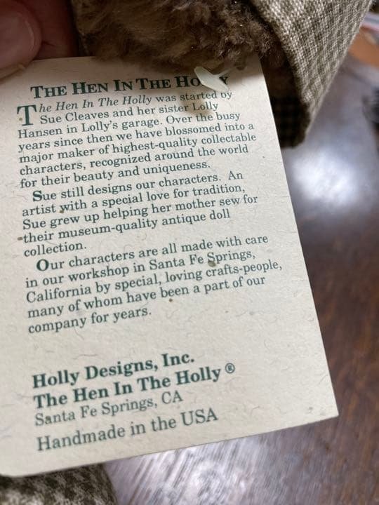 The Hen in the holly テディベア　アメリカンカントリードール