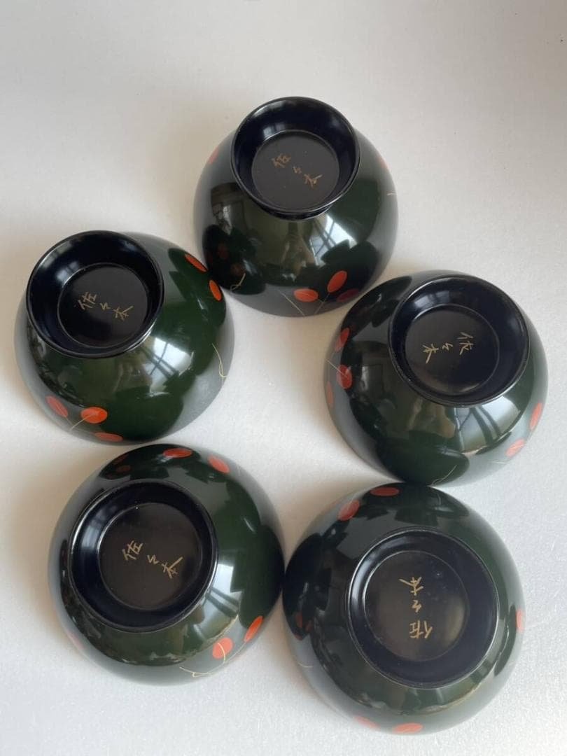 ②輪島塗 吸物椀 五客 木箱付 漆器 50 お椀