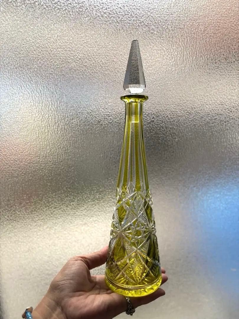 602 BACCARAT オールドバカラ ラグニーLAGNY カラフ 黄色被せ 602 BACCARAT オールドバカラ ラグニーLAGNY カラフ 黄色被せ 602