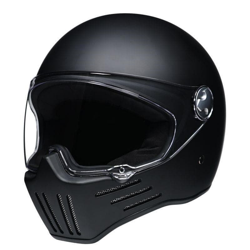 レトロ バイク オンロード ヘルメット フルフェイスヘルメット　マッド黒　XL