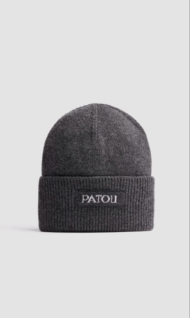 PATOU グレー ニット帽 ウール・カシミヤ PATOU グレー ニット帽 ウール・カシミヤ パトゥ PATOU 帽子 ニット帽